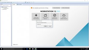 Screenshot for vmware workstation 12 pro enter licence key, to activate the full version of the software on windows 10.