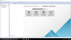 Screenshot of VMware Workstation 12 Pro start screen on windows 10.