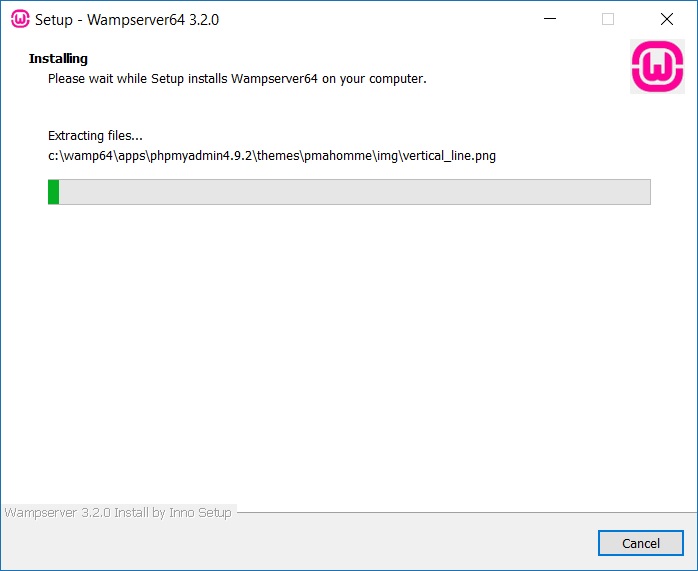 WampServer installation progress screenshot