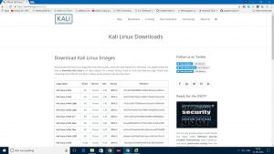 Kali Linux official download webpage screenshot.