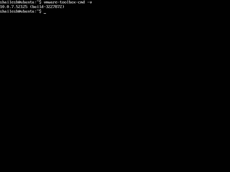 VMware Workstation 12 install Ubuntu Server VMware tools version check terminal screenshot