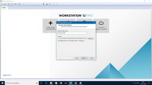 VMware Workstation 12 - Set virtual machine name and location dialog box screenshot