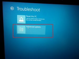 UEFI boot Troubleshoot - Advanced Option- screenshot