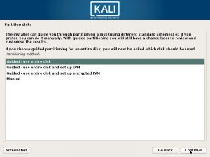 Install Kali Linux 2017 in VMware Workstation 12- Partition Disk Screenshot