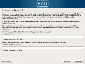 Install Kali Linux 2017 in VMware Workstation 12- Set up Users and Password Screenshot