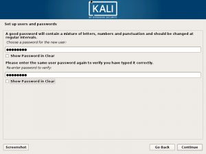 Install Kali Linux 2017 in VMware Workstation 12- Set up Users and Password Screenshot