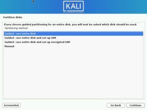 Install Kali Linux – Select Disk to Partition Screenshot