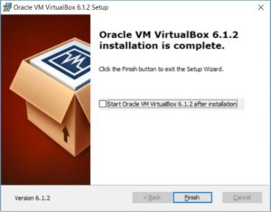 VirtualBox Installation completion dialog box screenshot