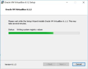 VirtualBox Installation progress