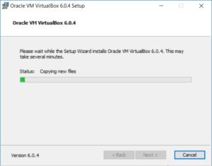 VirtualBox Installation progress