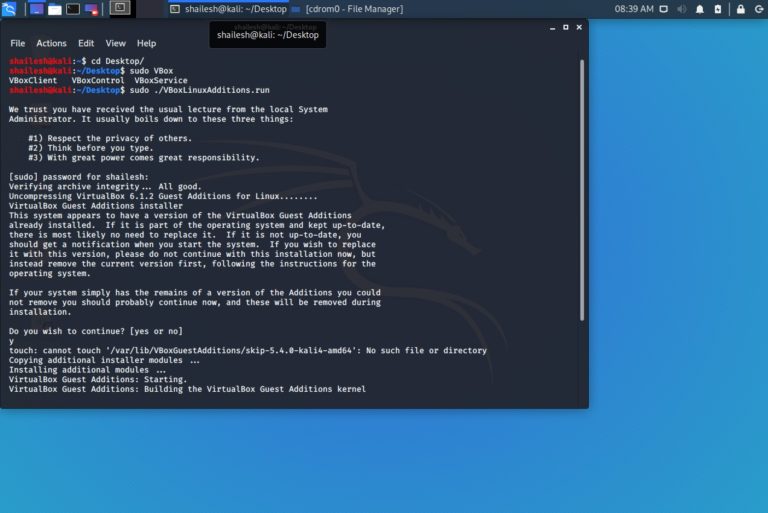 installing linux on virtualbox