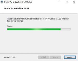 VirtualBox Installation process begins dialog box screenshot