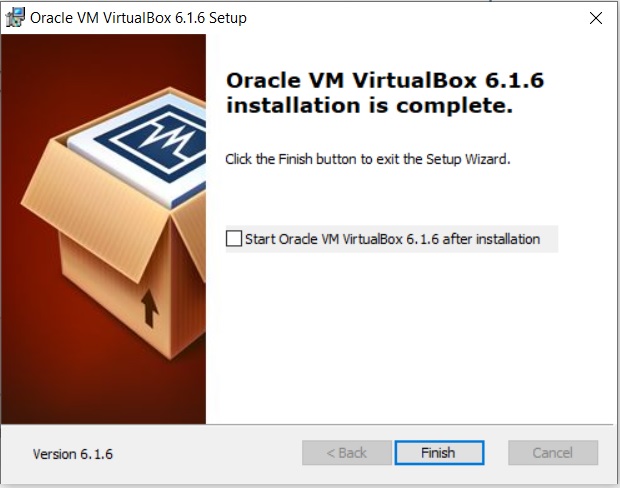 VirtualBox Installation complete