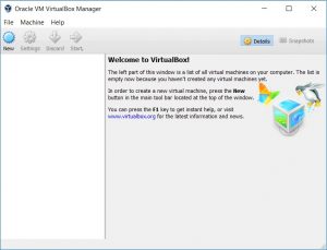 VirtualBox start screen dialog box screenshot
