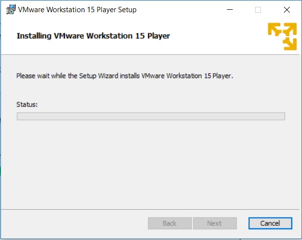 VMware Player 15 Installation - Installation in Progress