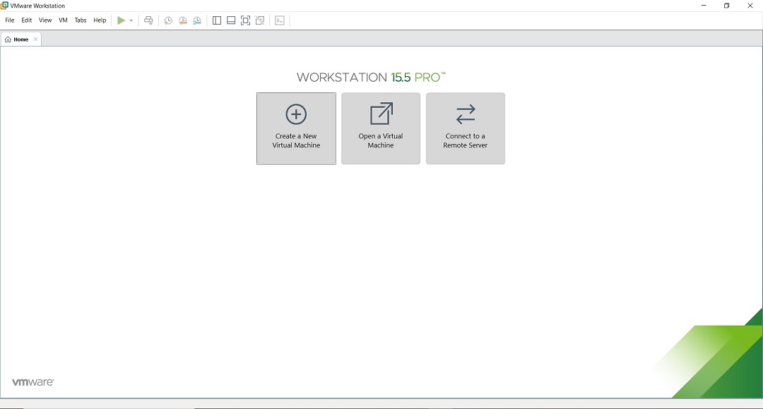 VMware Workstation 15.5 Pro Home Screen