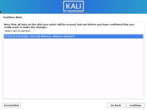 Install Kali Linux 2021 – Select Disk to Partition Screenshot