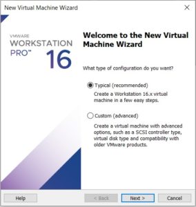 VMware workstation – create a new virtual machine wizard