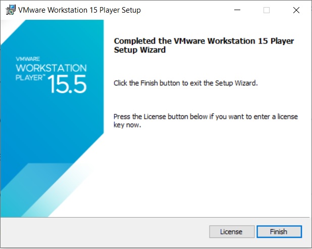 VMware Player 15.5 Installation - Installation Complete