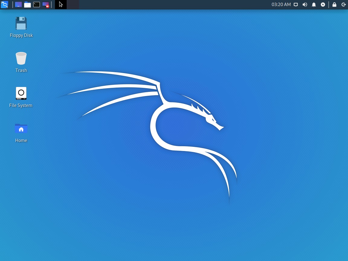 Kali Linux home screen