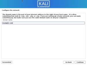 Install Kali Linux 2021 - Configure the Network- Enter Domain Name Screenshot