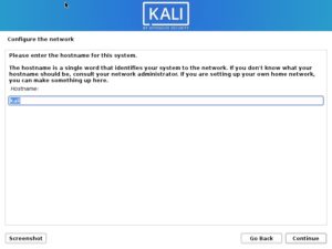 Install Kali Linux 2021 - Configure the Network Screenshot