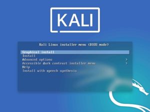 Kali linux installation boot menu screenshot
