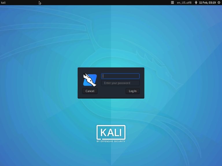 kali linux login