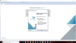 VMware workstation home create a new virtual mahine wizard welcome screen screenshot