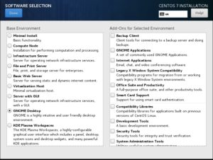 CentOS setup - software selection - base environment