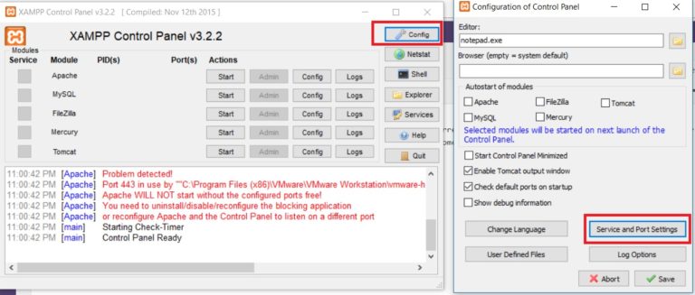 Xampp control panel - holoserif