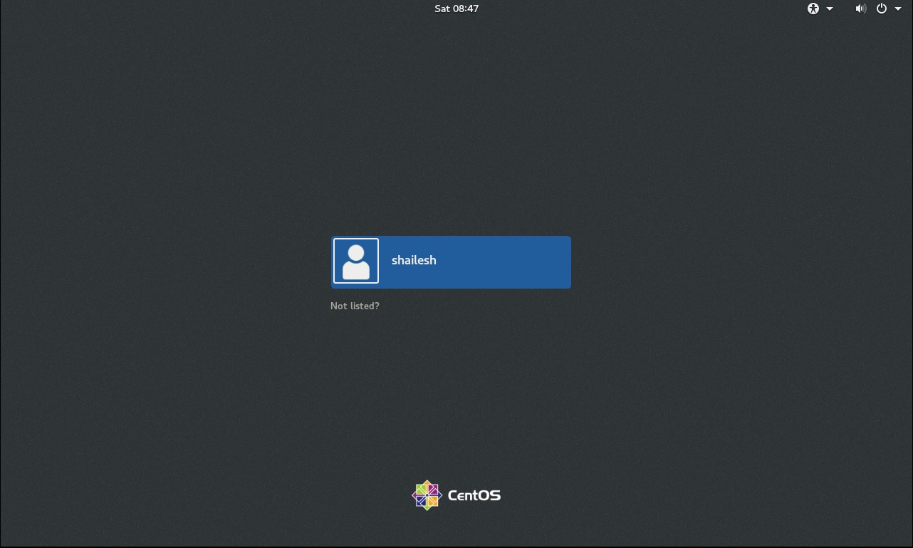 CentOS Installation Login Screen