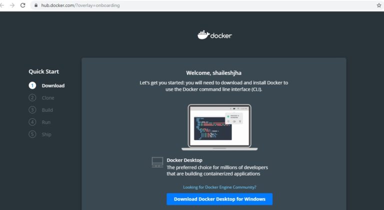 Docker Hub download docker web page