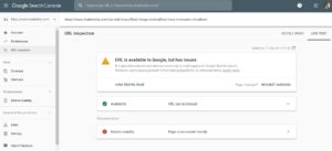 Google Search Console - Test Live URL result