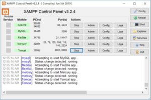 XAMPP Control Panel - Services Running