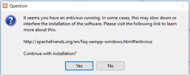 XAMPP installation on Windows - Anti Virus warning