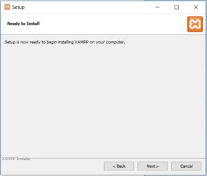 XAMPP installation on Windows - Ready to install