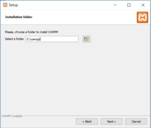 XAMPP installation on Windows - Select Installation Folder