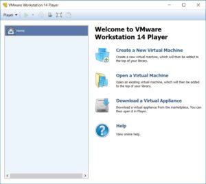 VMware Player 14 home screen