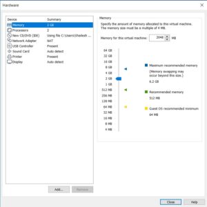 VMware Player - Virtual machine Memory Settings