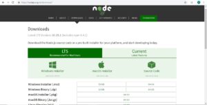 NodeJS official download web page screenshot