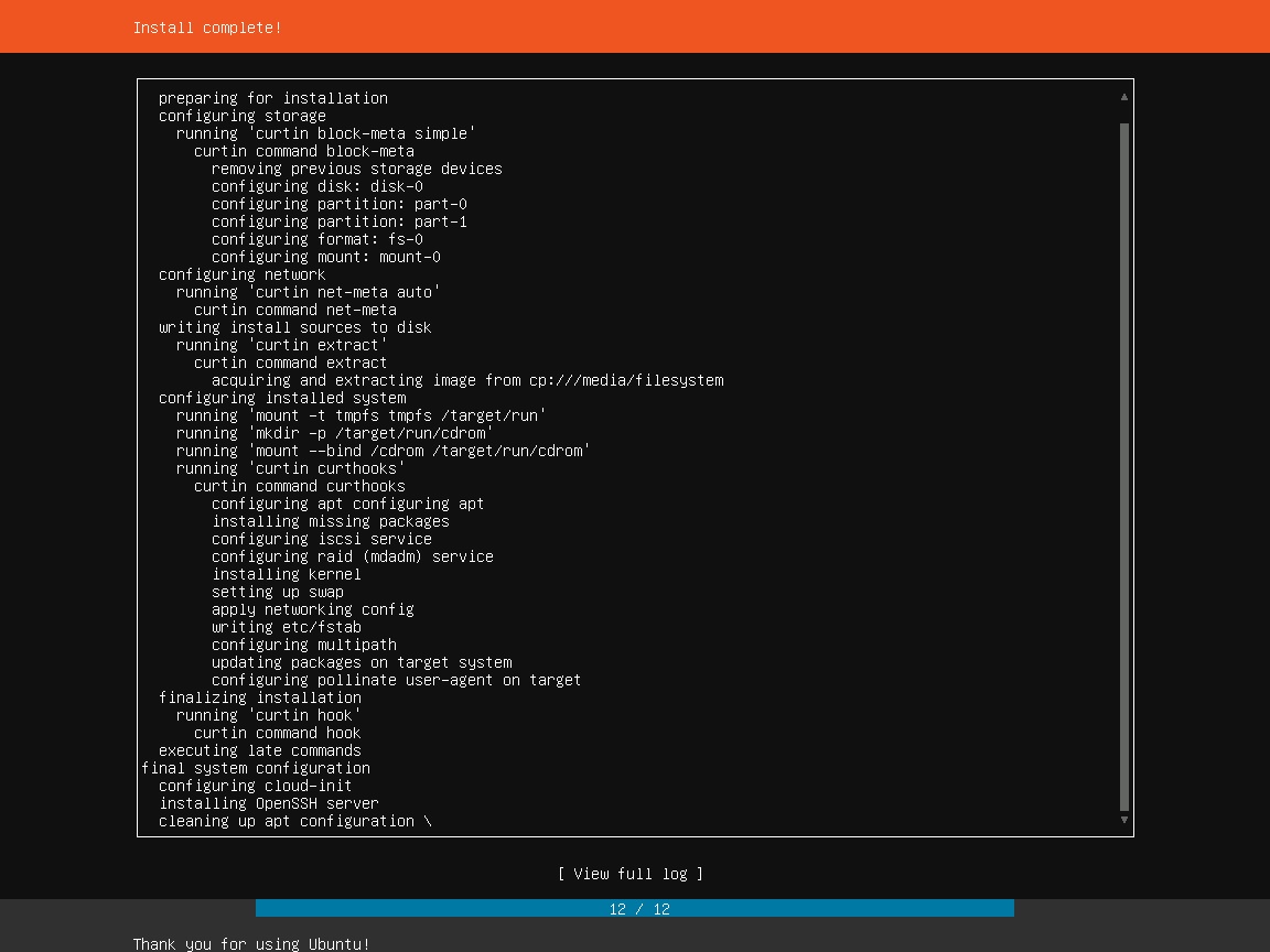 Ubuntu Server - Installation Complete