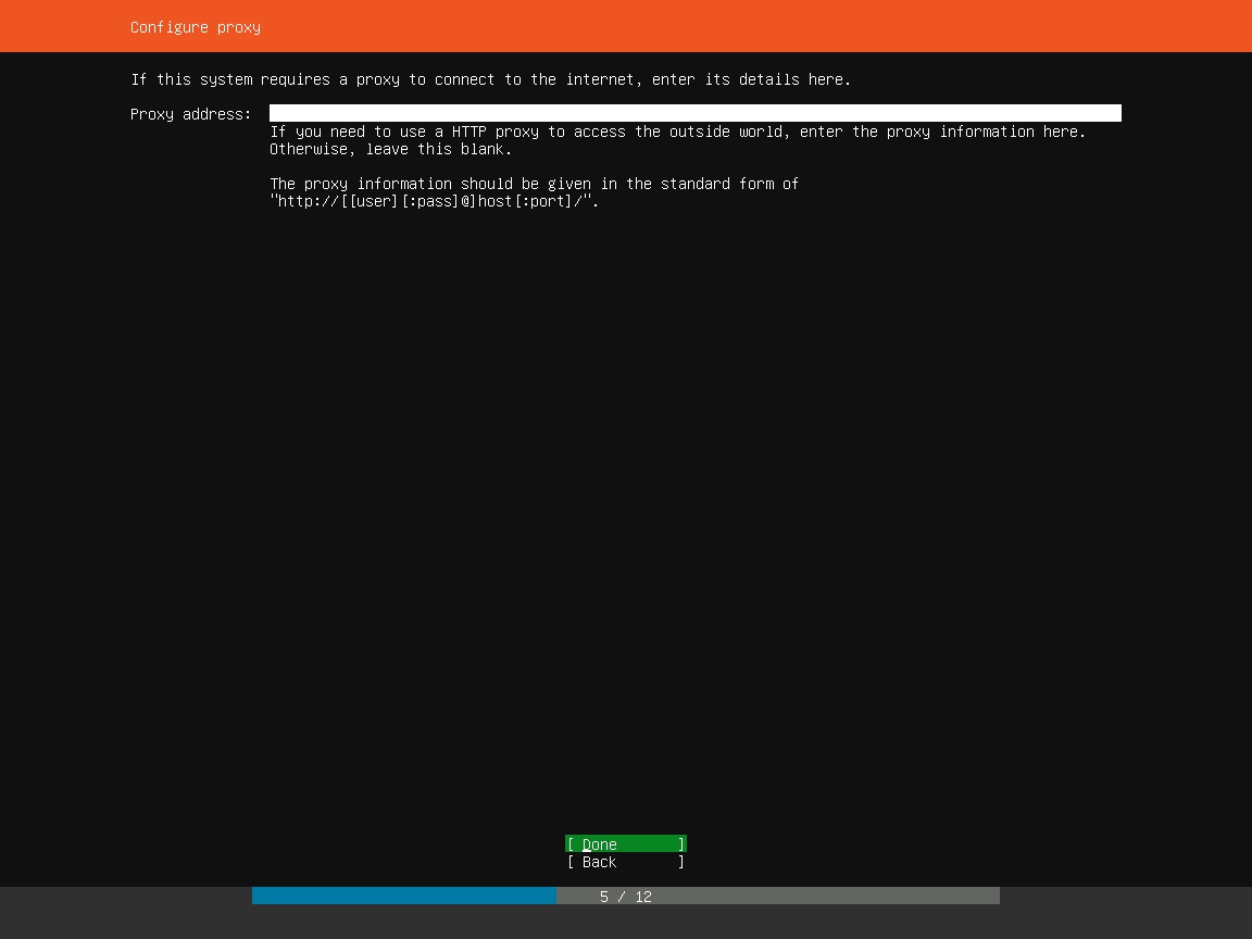 Ubuntu Server Installation - Configure Proxy