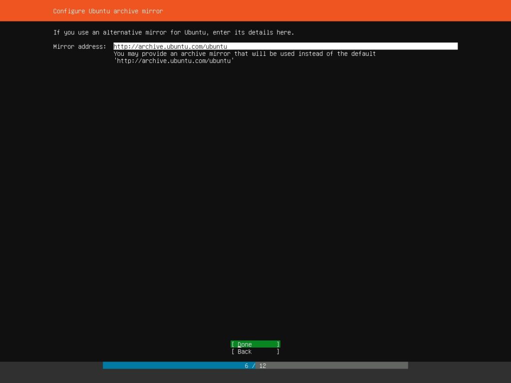 Ubuntu Installation – Configure Ubuntu Archive Mirror