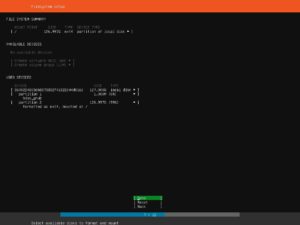 Ubuntu Server Installation - Filesystem installation summary