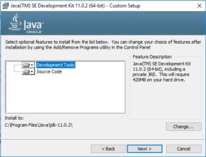 Java 11 JDK Installation Wizard - Custom Setup