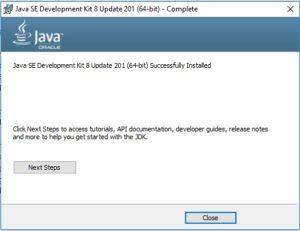 Java SE JDK 8 - Installation Complete