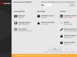 Red Hat Enterprise Linux 8 - Installation summary
