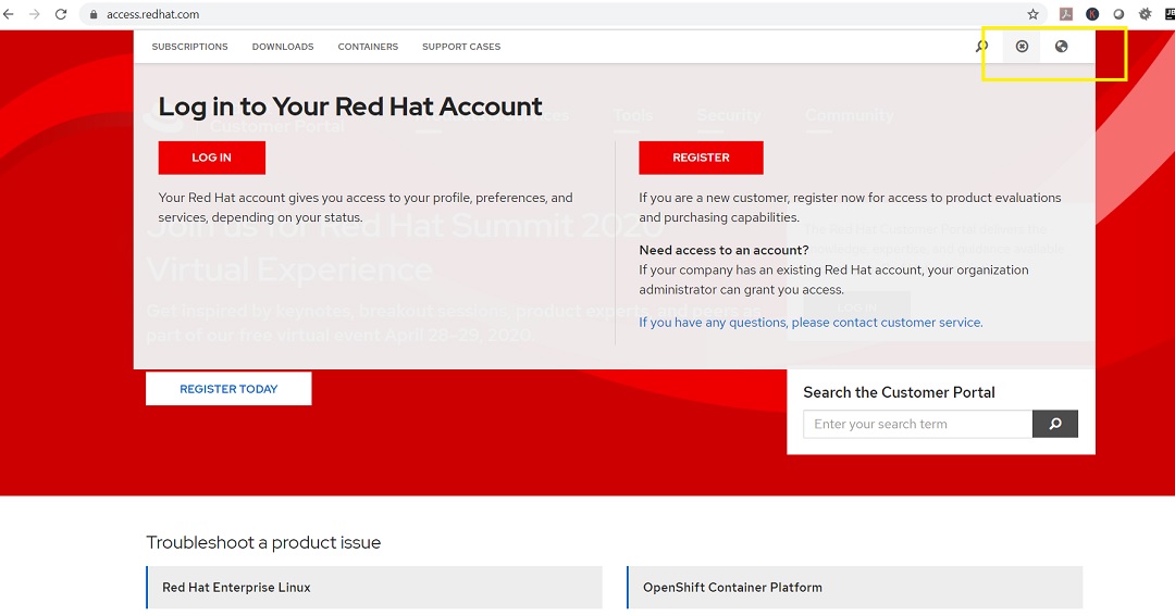 Red Hat Website - Register