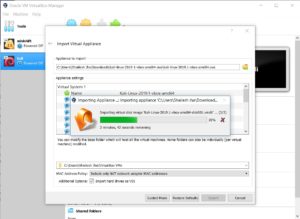 VirtualBox VM Import progress